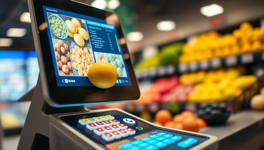 Futuristic point-of-sale technology scanning a lemon