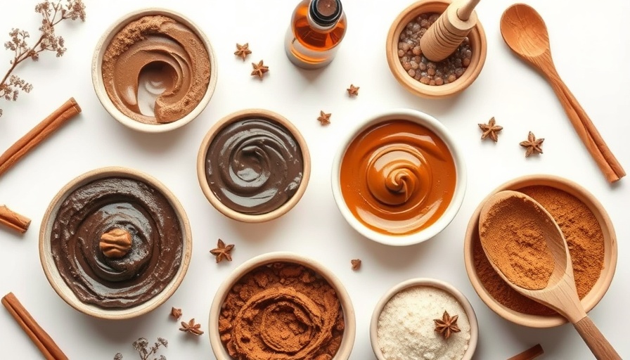 Assorted natural spa treatment ingredients and tools displayed aesthetically.