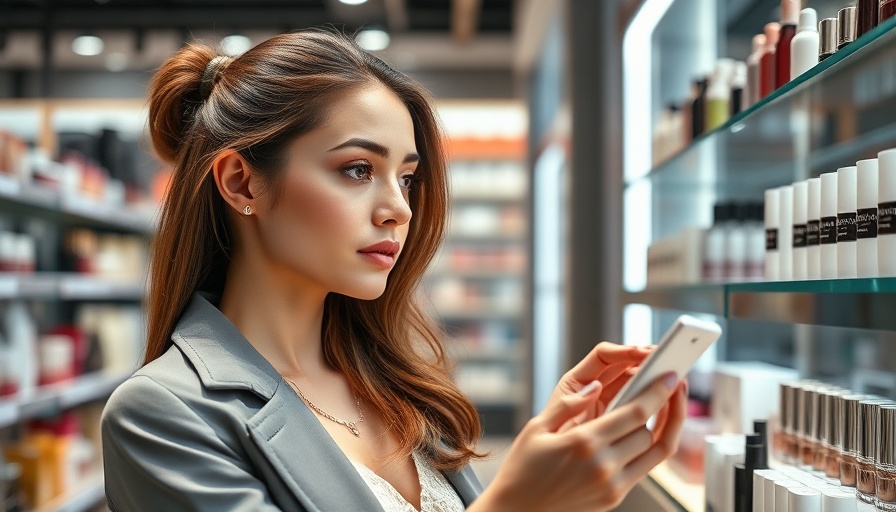 Stylish young woman exploring beauty trends in a cosmetic store.