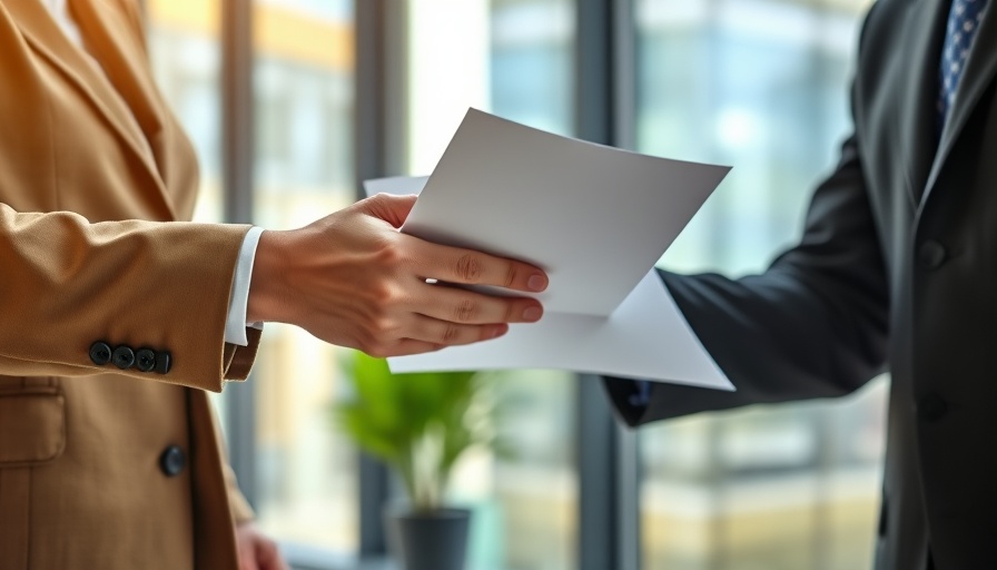 Informed Consent: hands exchanging documents in an office.