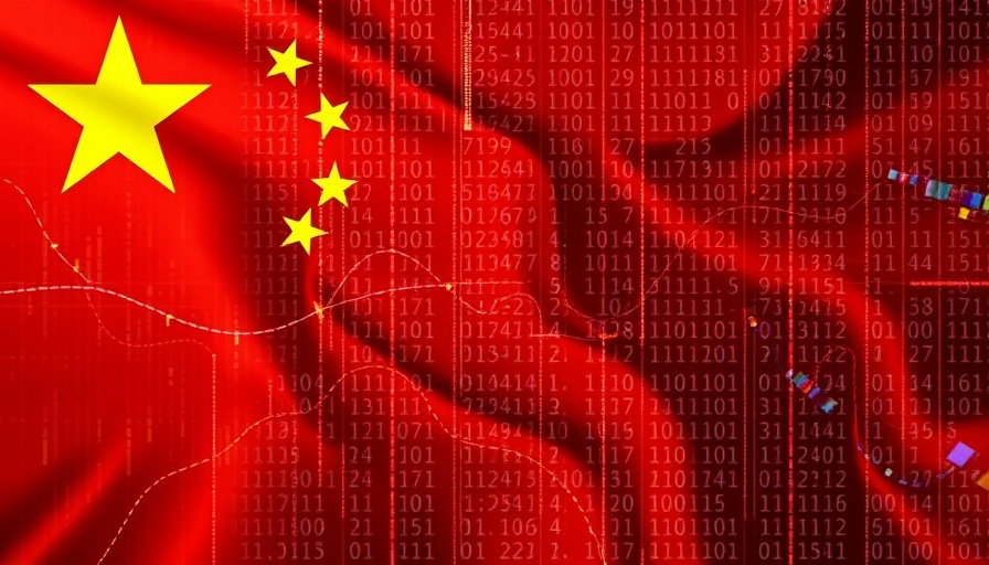 Cybersecurity concept with China flag over binary code