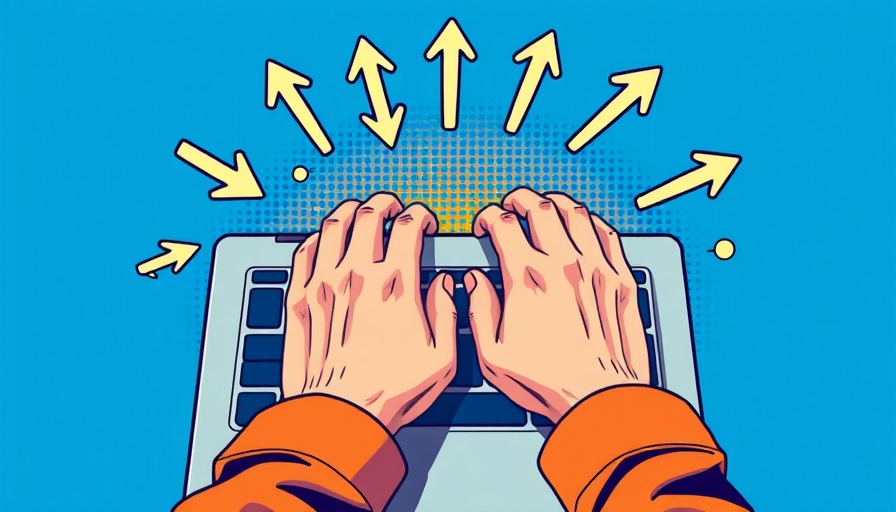 Graphic hands typing on laptop keyboard, symbolizing digital soft skills.