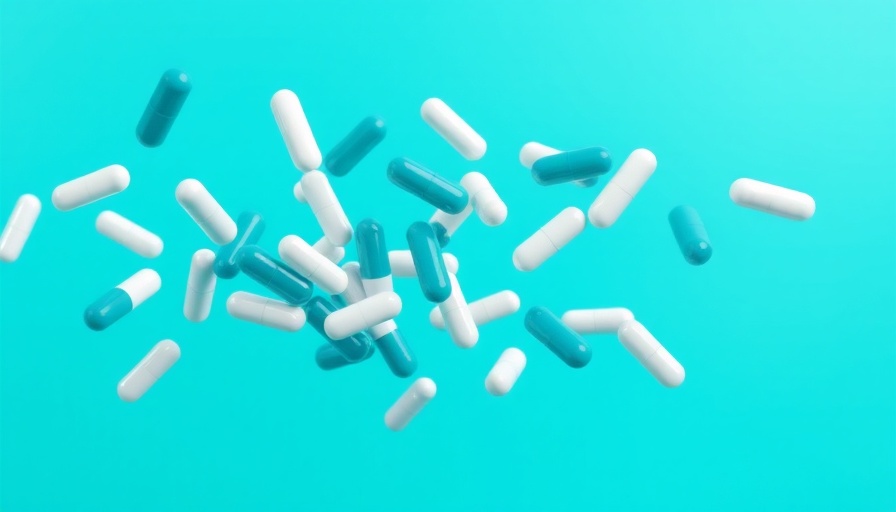 Dynamic arrangement of teal capsules illustrating medication pricing