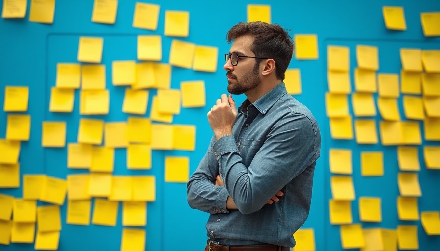 Person analyzing sticky notes on ideas, innovation risk management.
