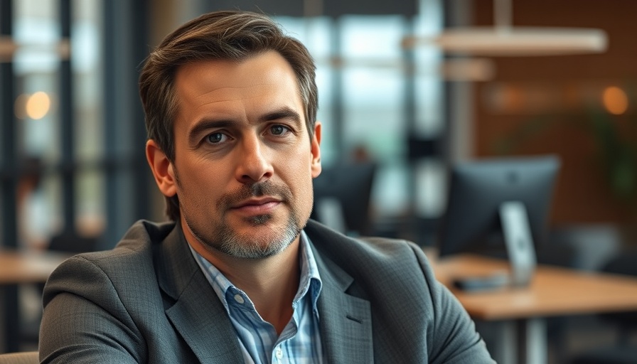 Casual man in office linked to global economic forecast.