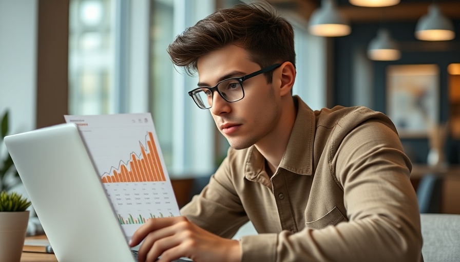 Man analyzing SMS and Email Marketing data on laptop.