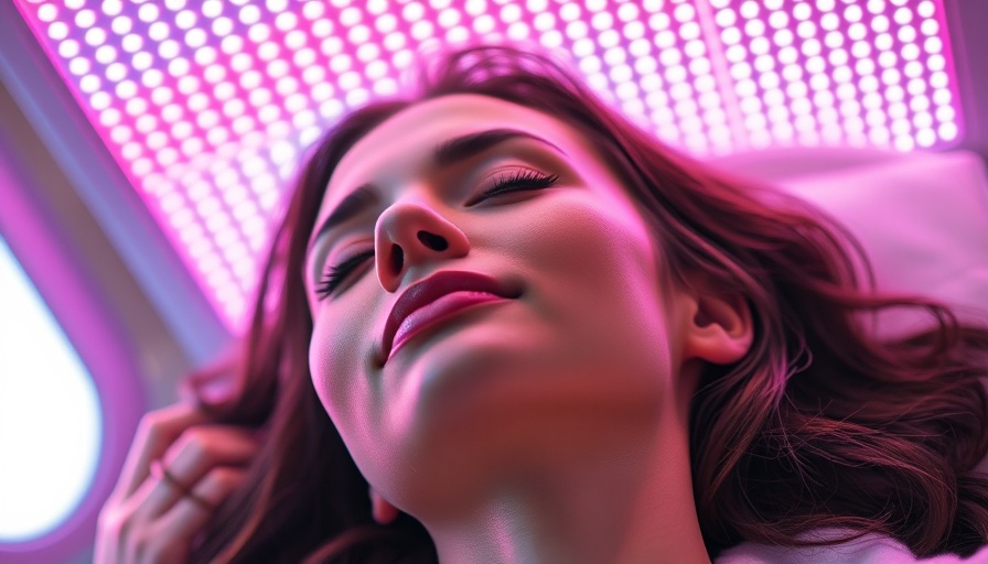 Young woman experiencing LED light therapy, wellness trends.