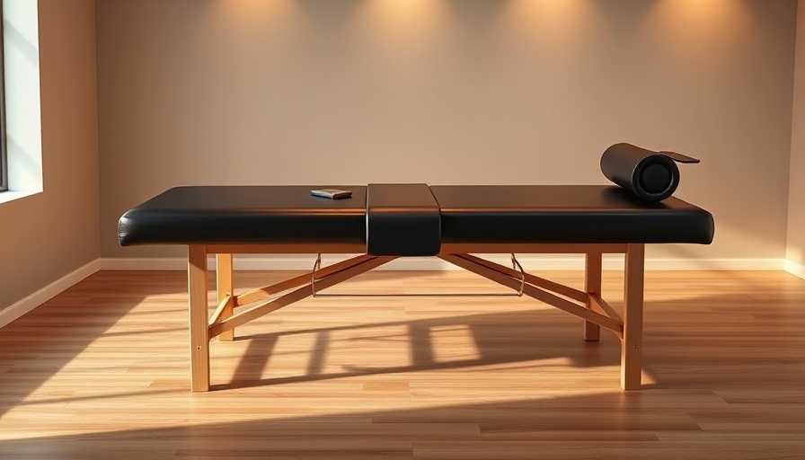Modern massage table with bolster in minimalistic room.