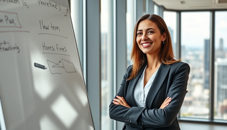 Businesswoman presenting in office for personal branding.