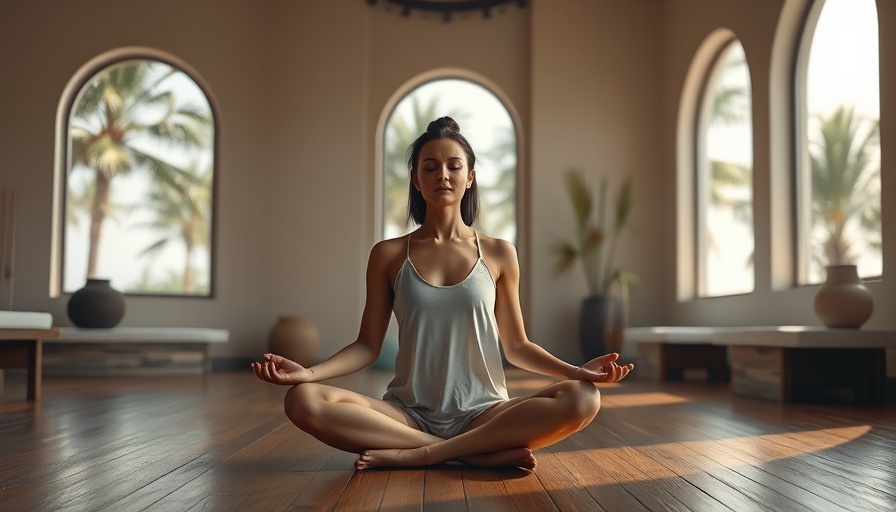 Tranquil spa room with woman meditating, serene escape.