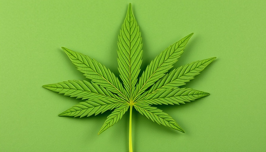 Close-up of cannabis leaf on green background