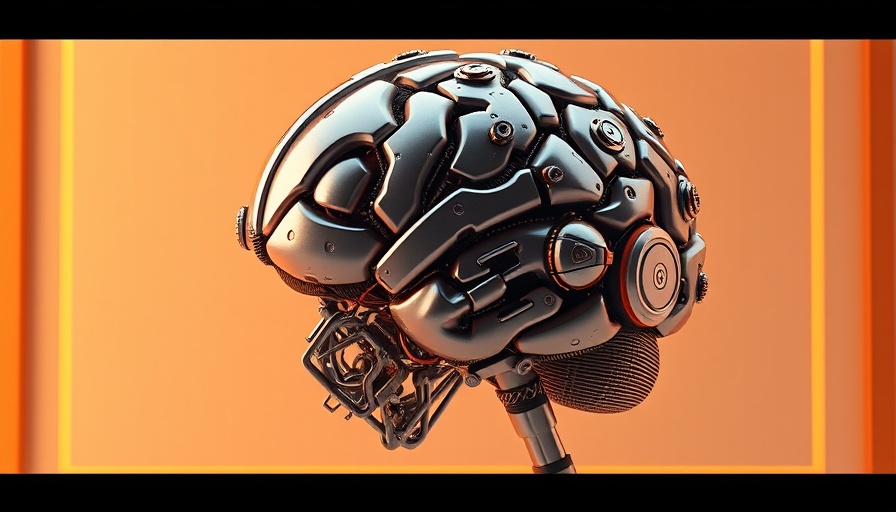 Futuristic AI brain with intricate technology components.