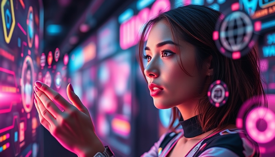 Futuristic woman exploring digital technology for brand identity.