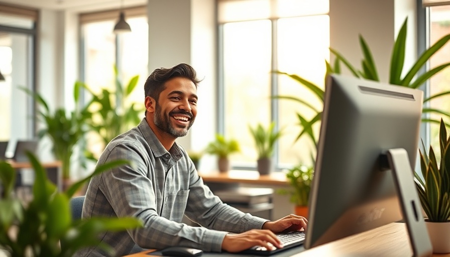 AI Tools for Spa Owners 2025: Man using computer in modern office.