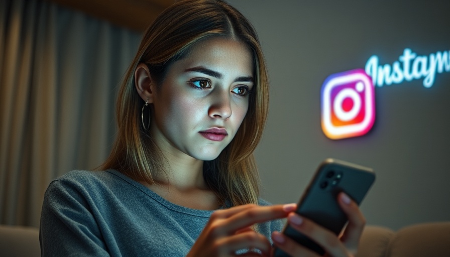 Young woman concerned about losing followers on Instagram, checking phone data.