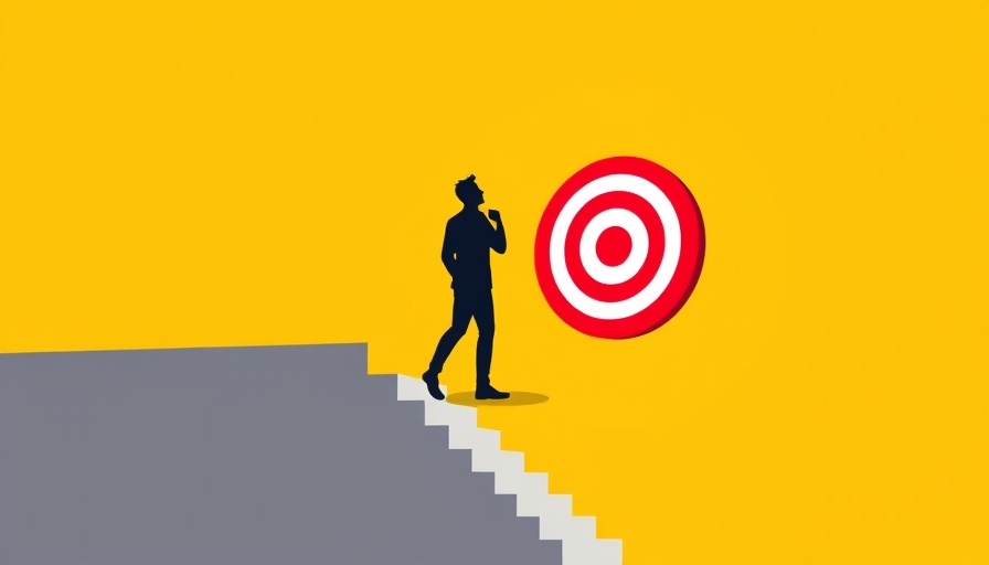 Lead yourself during disruption concept: silhouette on stairs toward target.