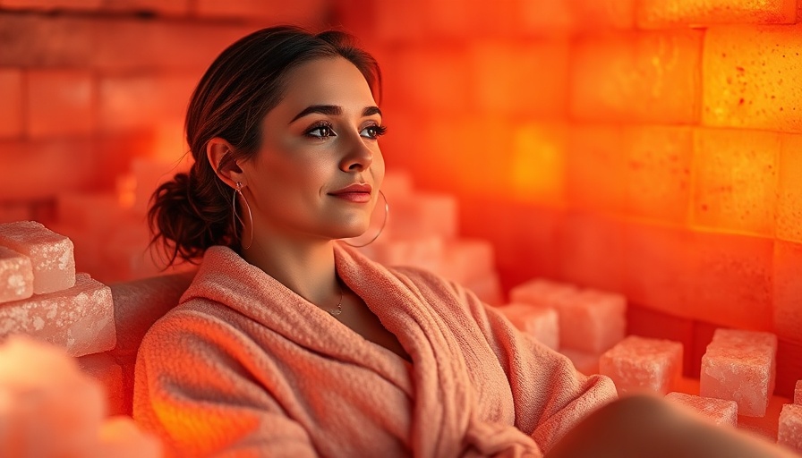 Woman experiencing salt therapy benefits in relaxing spa room.