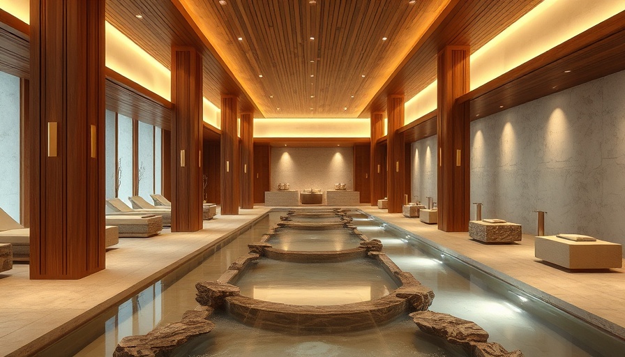 Modern spa interior showcasing natural materials and peaceful design.