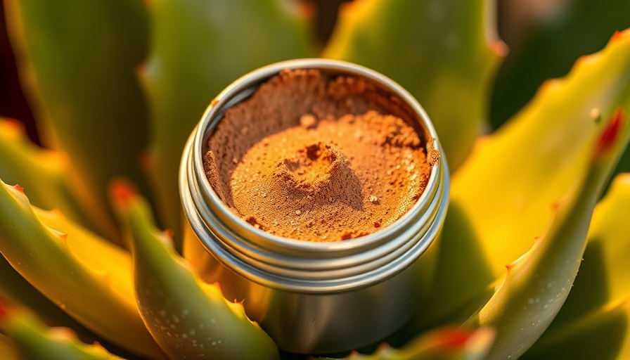 DIY Cream Eyeshadow Recipe: Bronze eyeshadow in a tin on aloe plant.