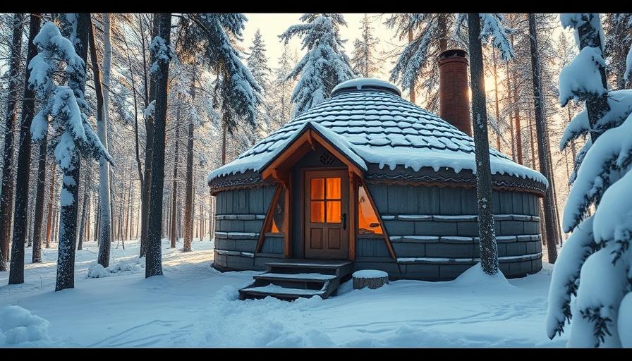 Off-grid living in a yurt amidst snowy forest.