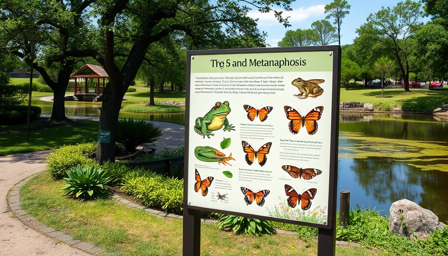 Sacramento park upgrades sign explaining frog vs butterfly metamorphosis.