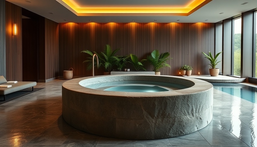 Luxurious Kilolani Spa Wellness Retreats interior with stone hot tub.
