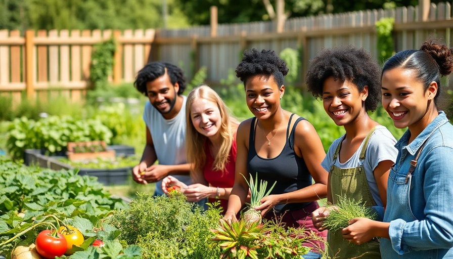 Joyful gardeners showcasing plants in a sunny garden.