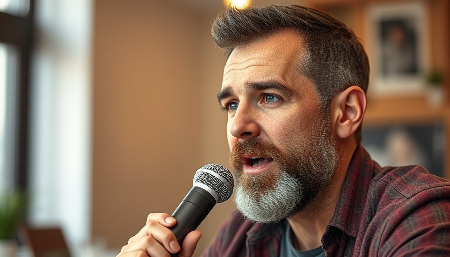 Casual man speaking into a microphone, beat 99% of competitors.