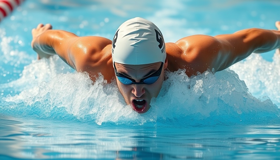 Luca Urlando butterfly swim setting a record in a dynamic action shot.