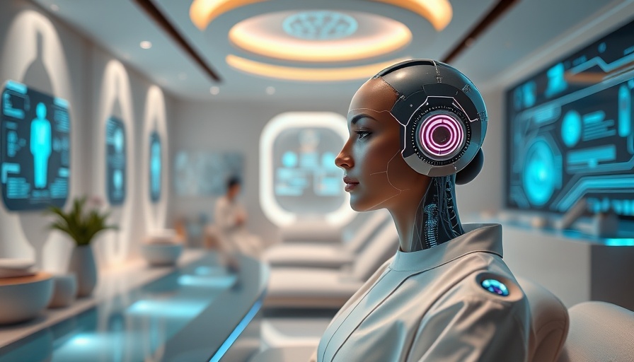 Futuristic AI interface enhancing spa productivity, digital tools displayed.