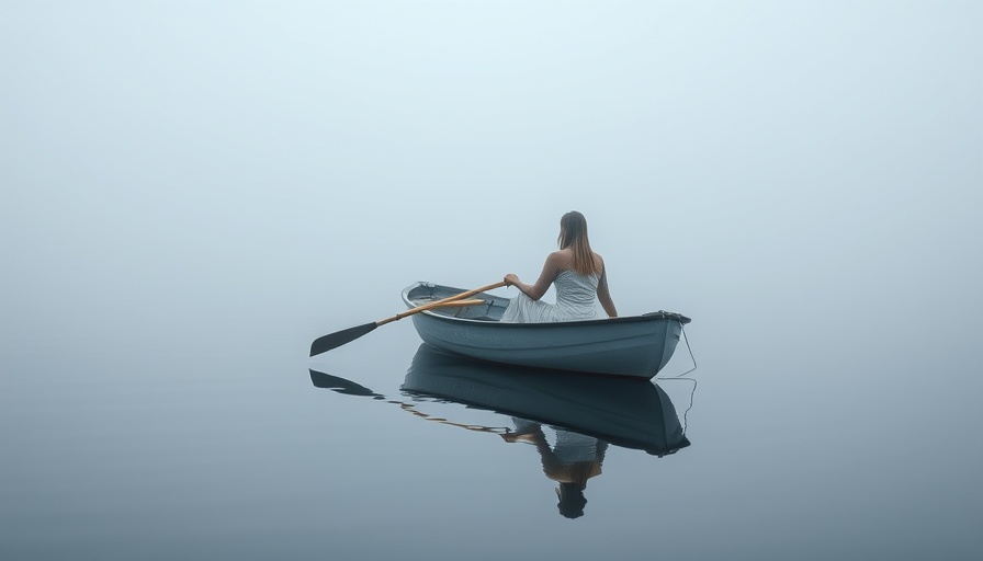 Mindfulness for Anxiety: Woman rowing on calm waters in solitude
