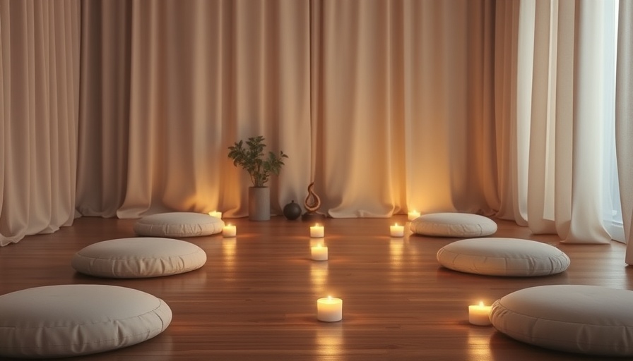Meditation room with cushions and candles in a spa
