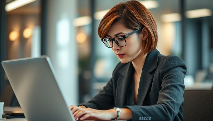 Focused professional woman working on laptop in office for Custom GPTs in spa marketing.
