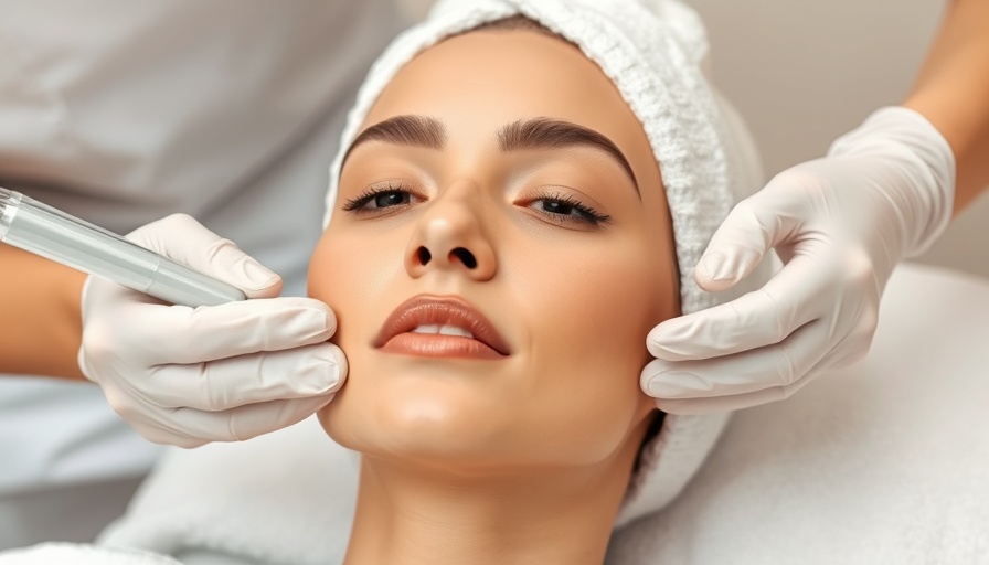 Esthetician performing advanced modalities on client's face.