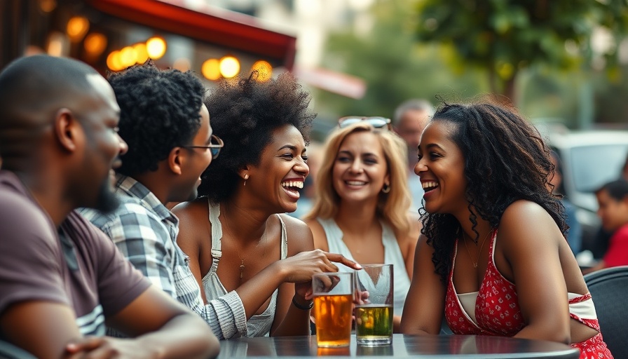 Friends enjoying social connections for longevity at an outdoor café.