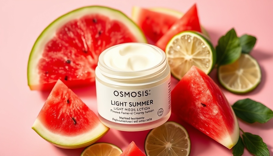 Osmosis skincare protocols with watermelon and lime on pink background.