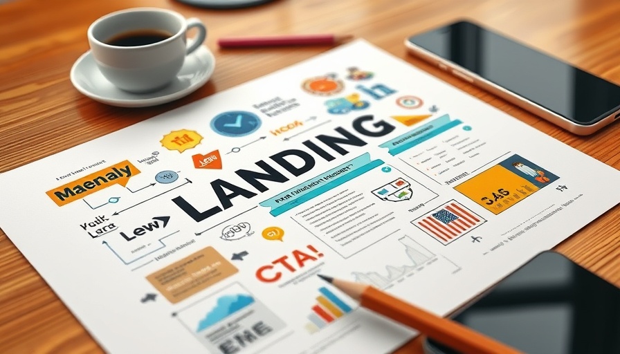 Landing page optimization sketch with annotations for lead generation.