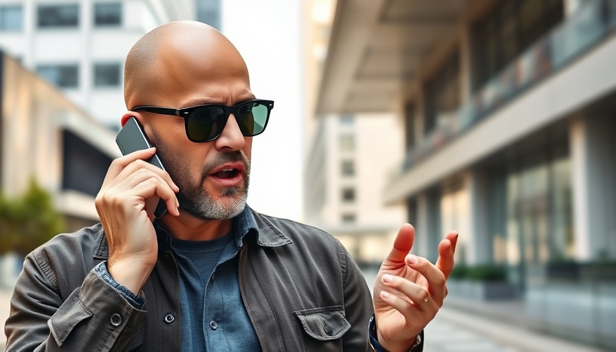 Bald man in sunglasses discusses get-rich strategies outdoors