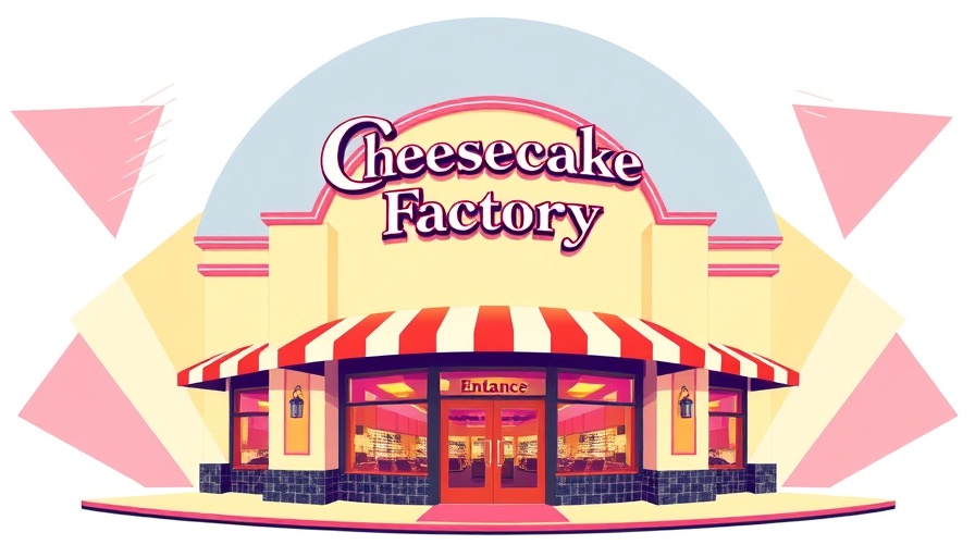 Cheesecake Factory restaurant with vibrant retro background.