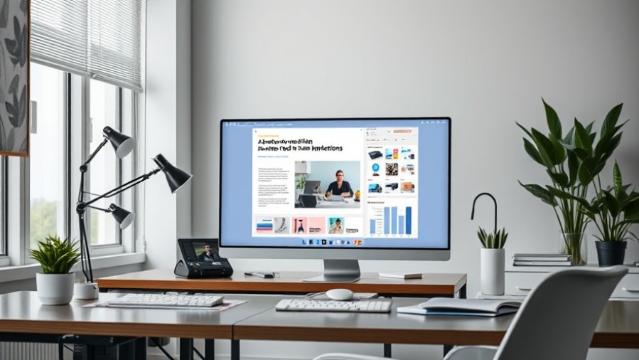 Calm office with AI solutions for small businesses, editing chatbots for spas.