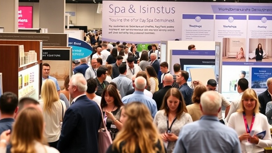 Diverse professionals networking at a busy trade show