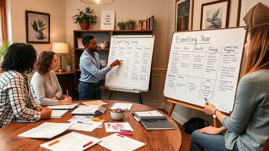 Content marketing strategy visual with focused individuals at a table.