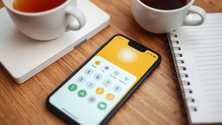 Mood-tracking app on smartphone promoting mental health strategies and emotional intelligence.