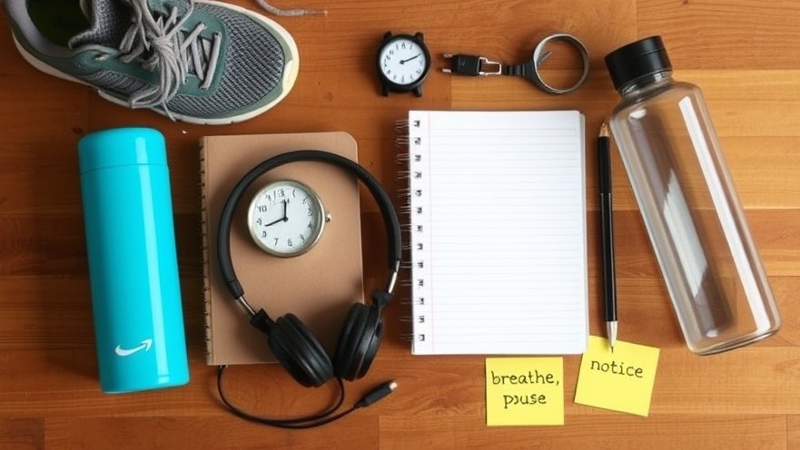 Mindfulness tools for ADHD: journal, timer, and shoe support emotional regulation.