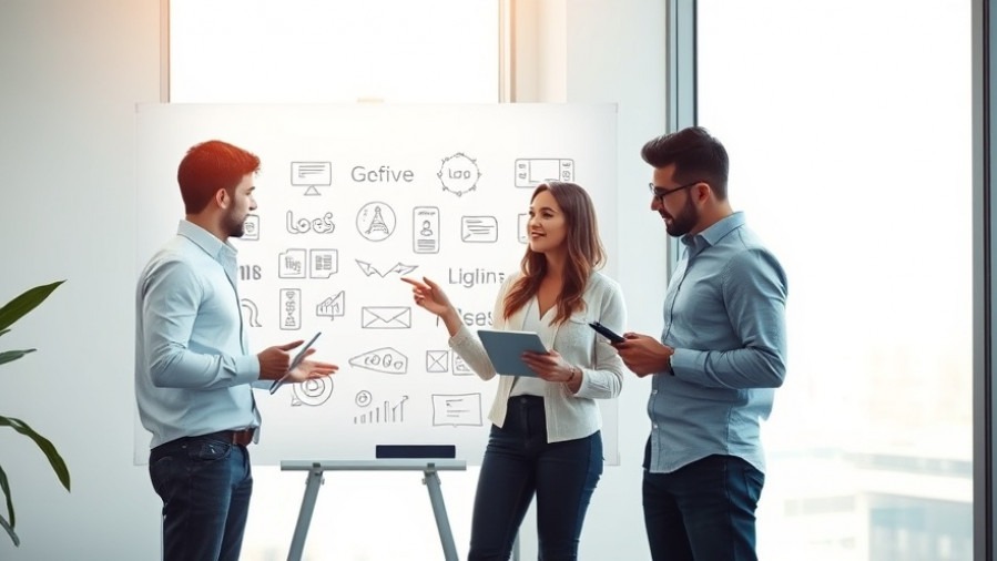 Modern tech workspace with co-founders collaborating on digital designs