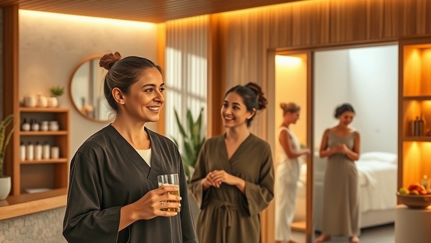 Warm modern spa interior with friendly staff and calming design elements.