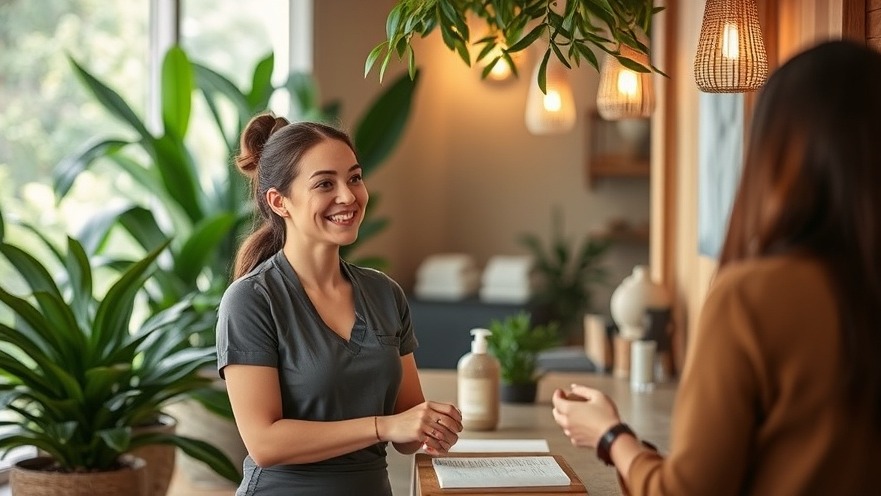 Serene spa scene showcasing trust in vendor management with a smiling manager.