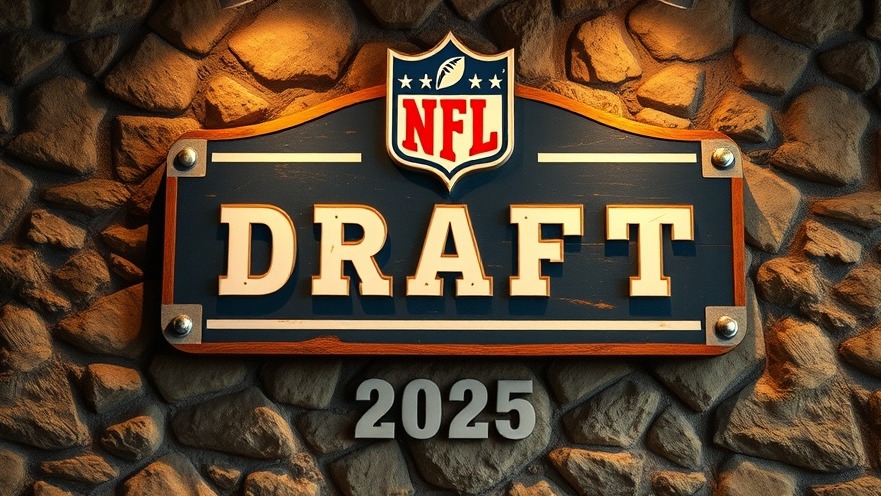 Vintage NFL Draft 2025 sign against a rustic stone wall, showcasing excitement for local sports talent.
