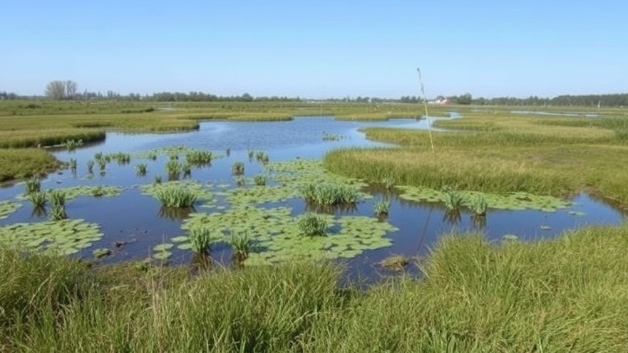 Vibrant wetlands showcasing diverse flora and fauna in a natural habitat.