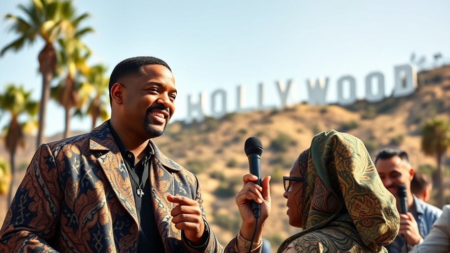 Confident man discussing effective networking strategies against Hollywood sign backdrop.